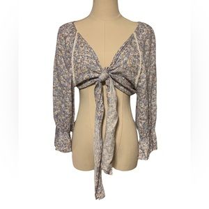 NWT time after time Floral tie Front Top